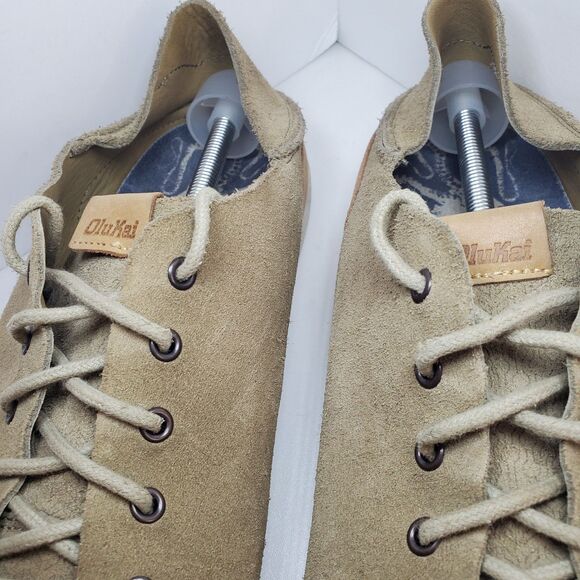 Olukai Nalukai KALA Tan Beige Leather Lace Up Loafer Shoes Men’s Size 13 main image 9